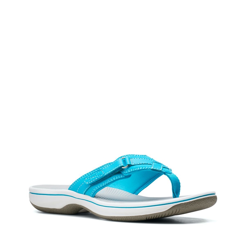 Tong Clarks BREEZE SEA Aqua synthetic Turquoise Clair Femme|SCU-0380088