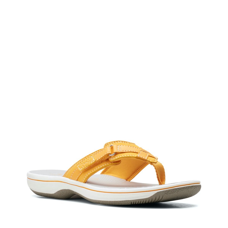 Tong Clarks BREEZE SEA Burnt Jaune Femme|BQA-7415590