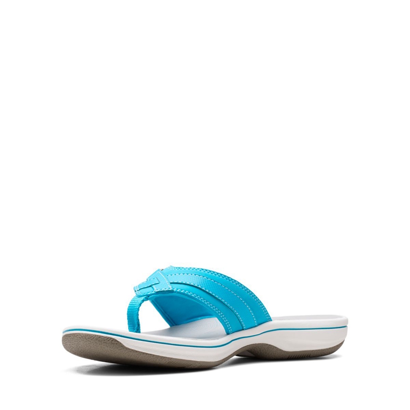 Tong Clarks BREEZE SEA Aqua synthetic Turquoise Clair Femme|SCU-0380088