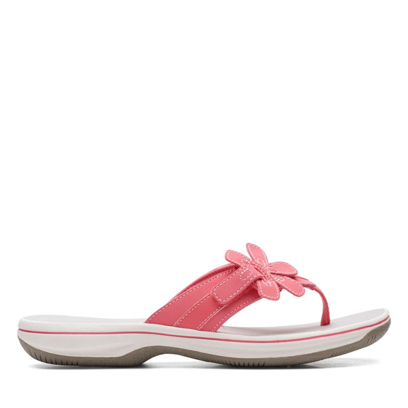 Tong Clarks Brinkley Flora Bright Coral Corail Clair Femme|SOO-7865450