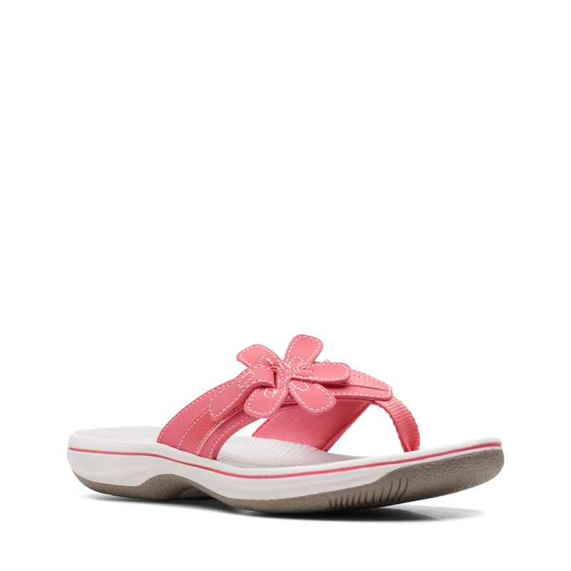 Tong Clarks Brinkley Flora Bright Coral Corail Clair Femme|SOO-7865450