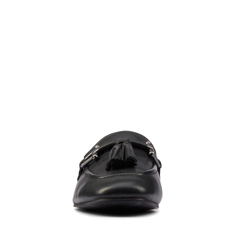 Chaussures Plates Clarks Pure 2 Tassel Cuir Noir Femme|PHP-5794581