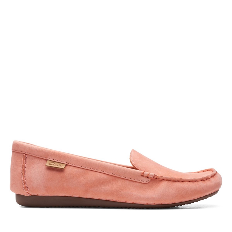 Chaussures Plates Clarks Freckle Walk Peach Nubuck Corail Femme|ROT-8013669