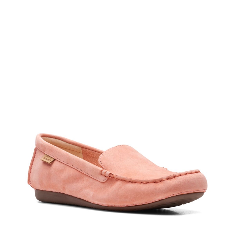 Chaussures Plates Clarks Freckle Walk Peach Nubuck Corail Femme|ROT-8013669