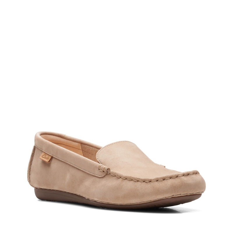 Chaussures Plates Clarks Freckle Walk Sand Nubuck Marron Femme|OIK-9926663