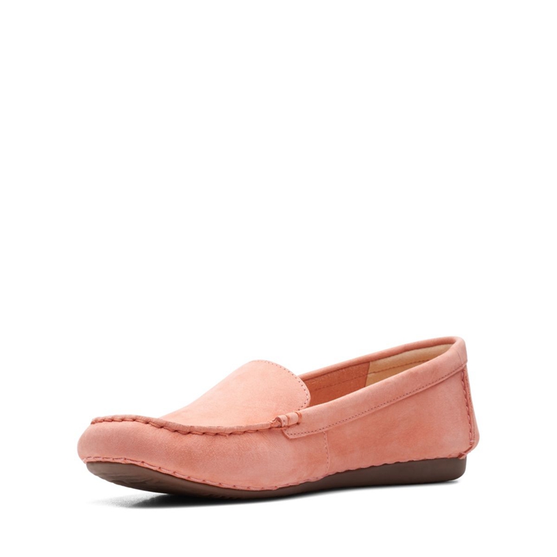 Chaussures Plates Clarks Freckle Walk Peach Nubuck Corail Femme|ROT-8013669