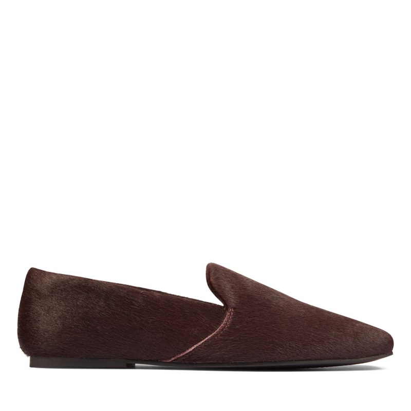 Chaussures Plates Clarks Pure Slip Intrest Bordeaux Femme|EOT-4763768