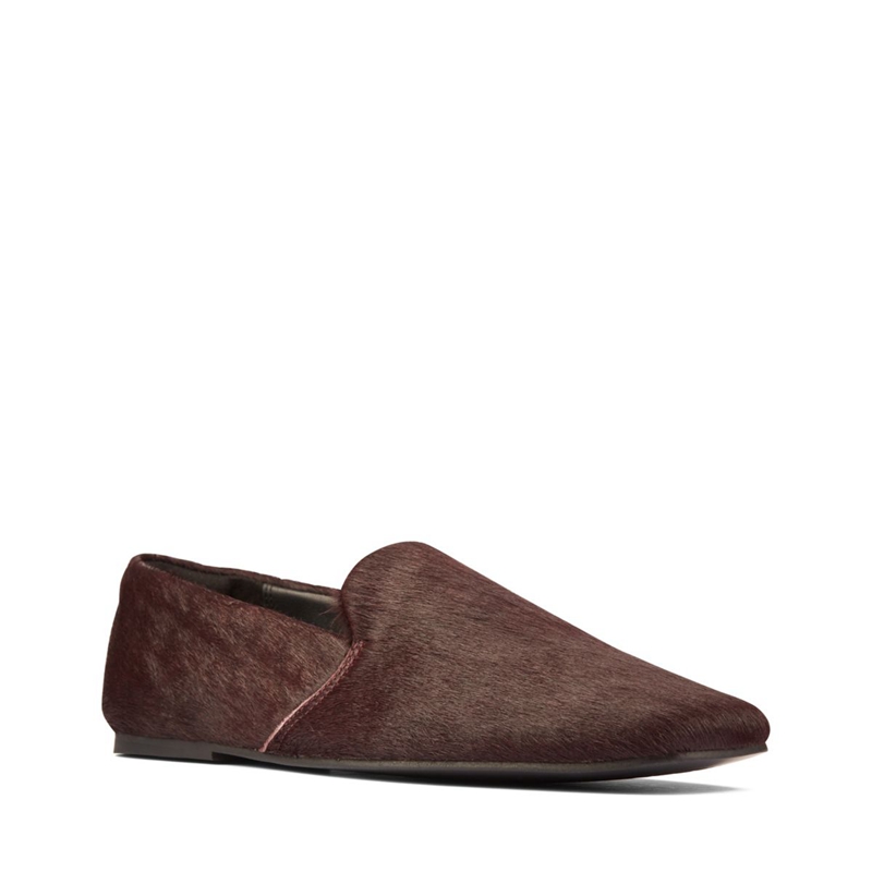 Chaussures Plates Clarks Pure Slip Intrest Bordeaux Femme|EOT-4763768