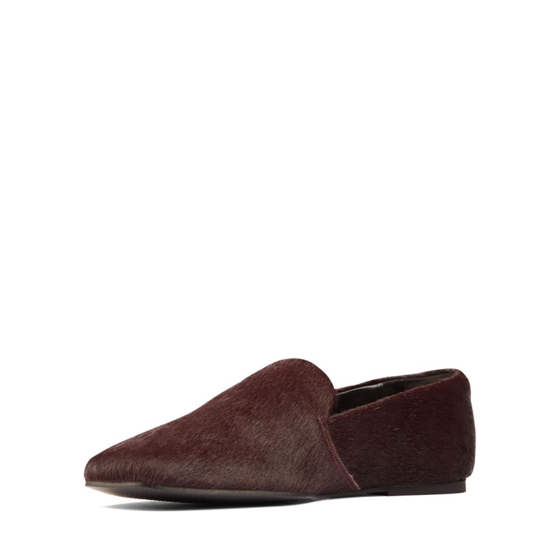 Chaussures Plates Clarks Pure Slip Intrest Bordeaux Femme|EOT-4763768