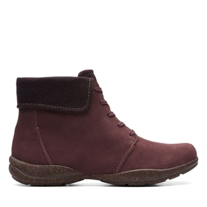 Bottes Du Désert Clarks Roseville Dentelle Daim Bordeaux Femme|ISS-5442551