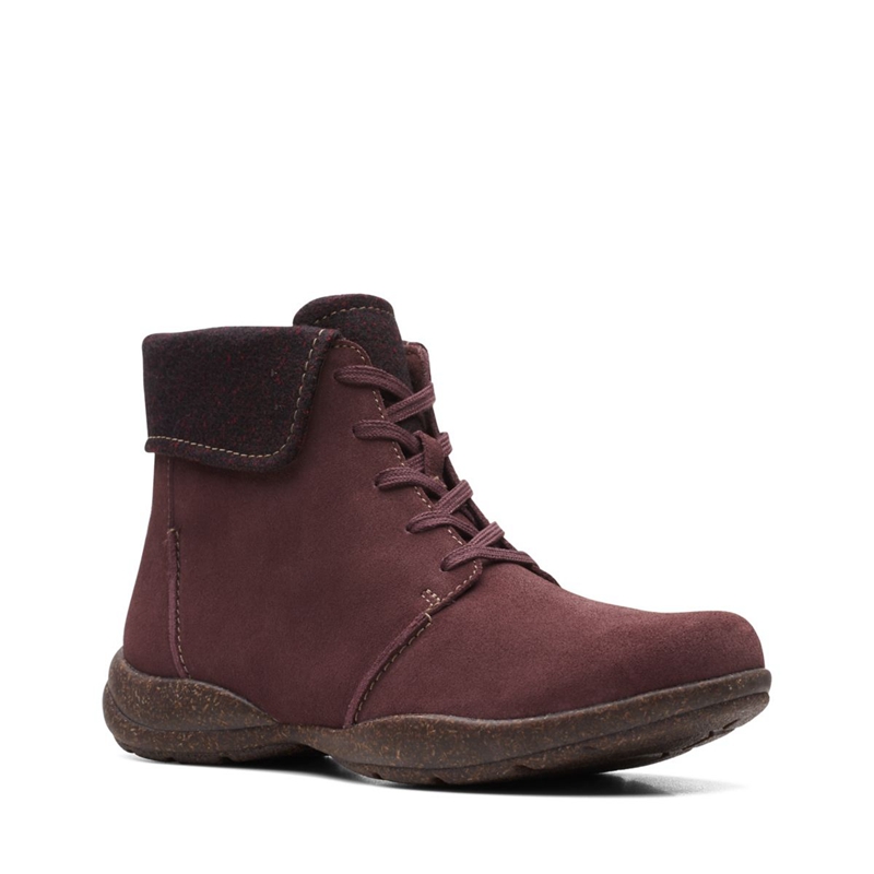 Bottes Du Désert Clarks Roseville Dentelle Daim Bordeaux Femme|ISS-5442551