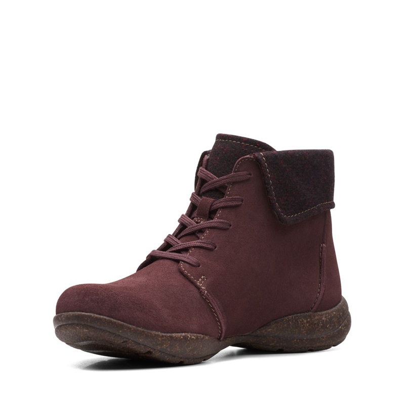 Bottes Du Désert Clarks Roseville Dentelle Daim Bordeaux Femme|ISS-5442551