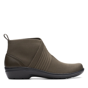 Bottes Chukka Clarks Sashlyn Mid Combi Vert Olive Foncé Femme|OMH-3323350