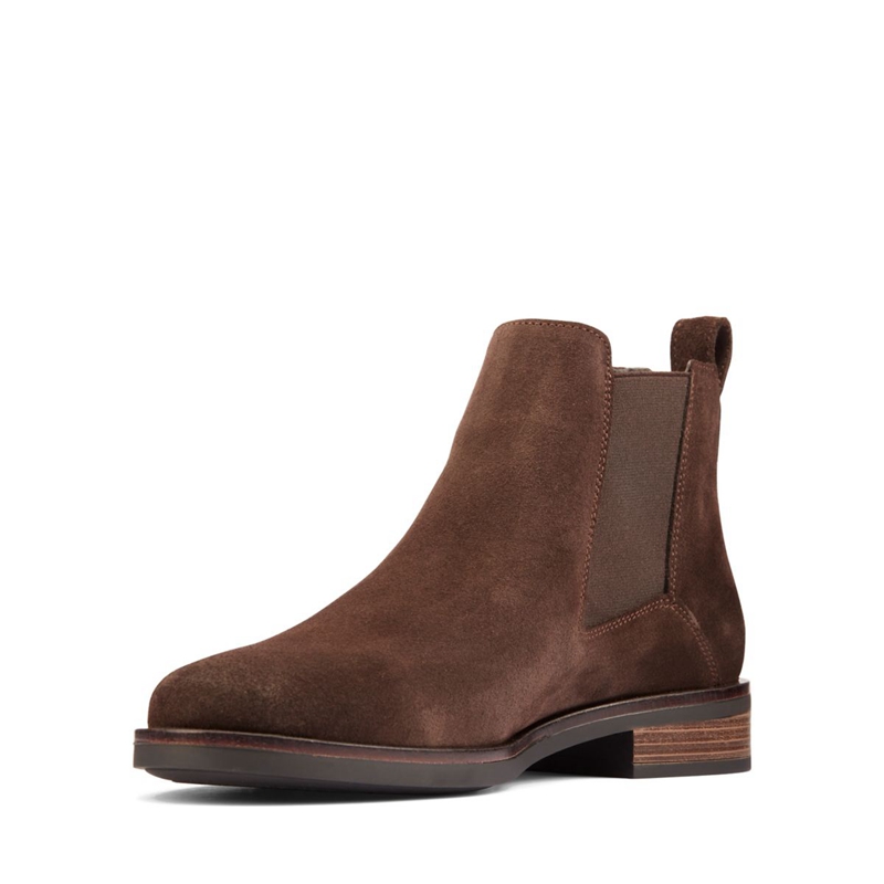 Chelsea Boots Clarks Memi Top Daim Marron Foncé Femme|GGI-6445686