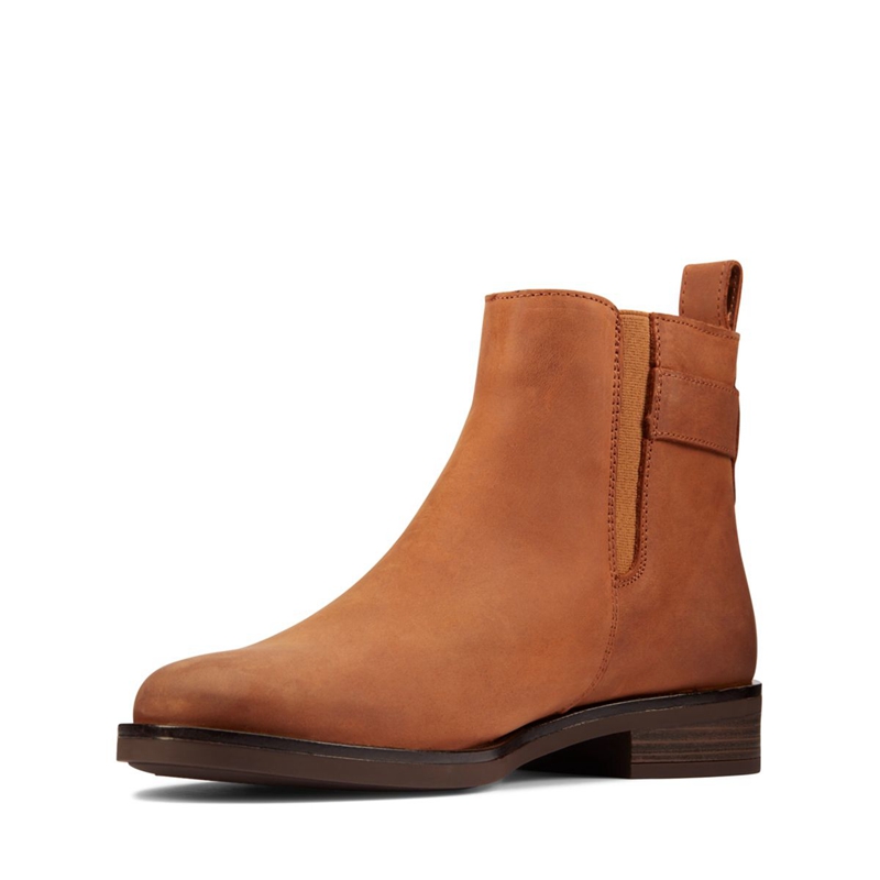 Chelsea Boots Clarks Memi Lo Lea Marron Foncé Femme|RRD-7115116