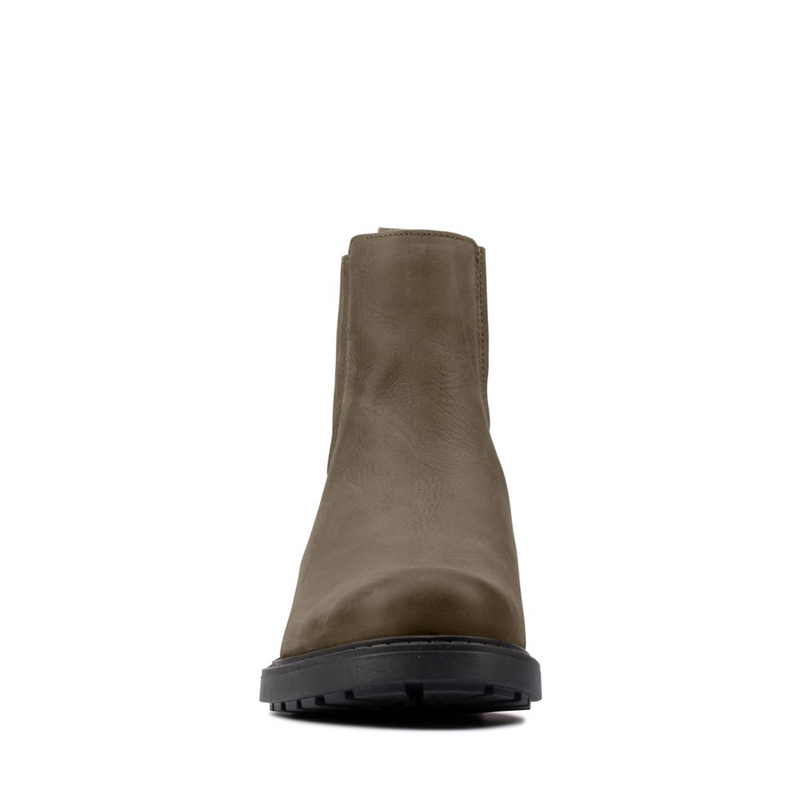 Chelsea Boots Clarks Orinoco2 Mid Lea Vert Olive Foncé Femme|FBV-8952894