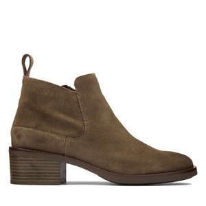 Chelsea Boots Clarks Memi Zip Daim Grise Marron Femme|YKU-3069134