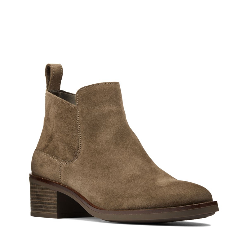 Chelsea Boots Clarks Memi Zip Daim Grise Marron Femme|YKU-3069134