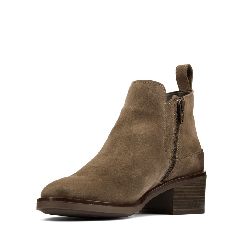 Chelsea Boots Clarks Memi Zip Daim Grise Marron Femme|YKU-3069134