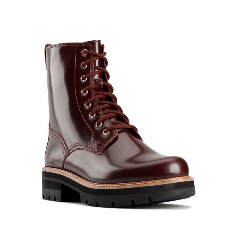 Bottines Clarks Orianna Hi Merlot Cuir Bordeaux Femme|RHQ-2132156