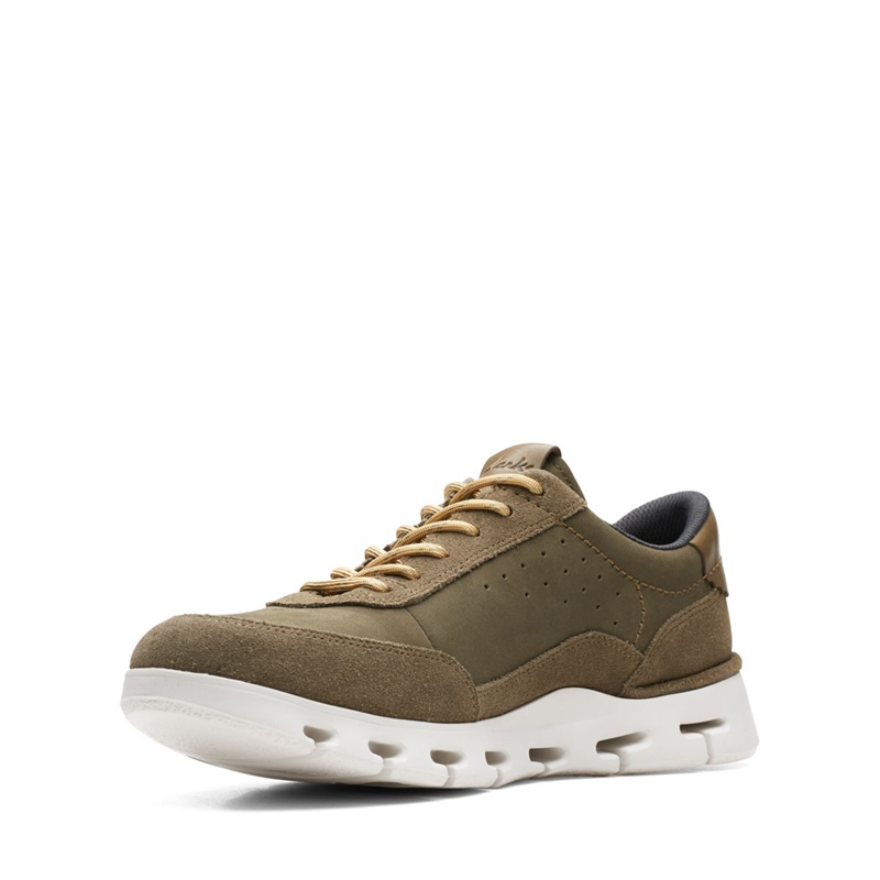 Baskets Clarks Nature X One Combi Vert Olive Foncé Homme|TFM-9620285