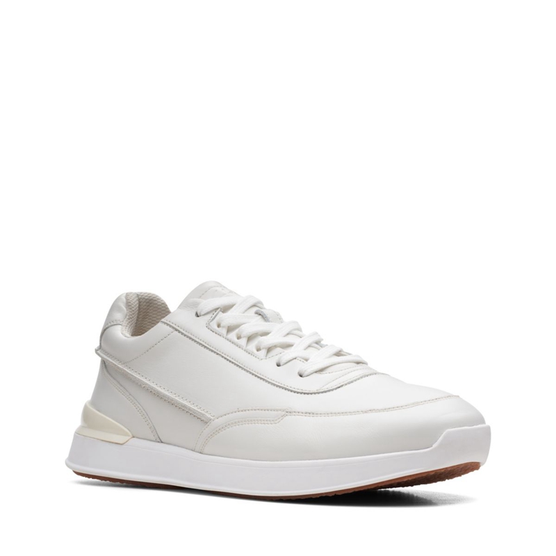 Baskets Clarks RaceLite Dentelle Cuir Blanche Homme|GXR-6957373