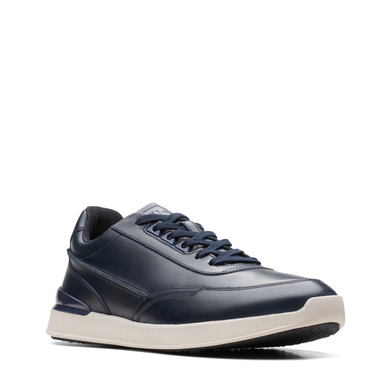 Baskets Clarks RaceLite Dentelle Cuir Bleu Marine Homme|GXX-2597019