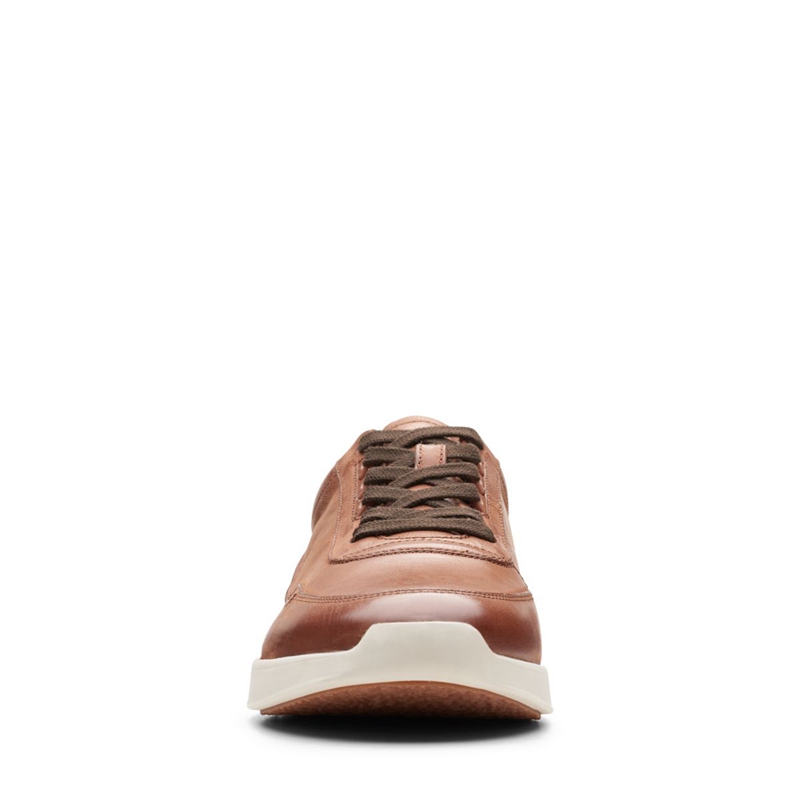 Baskets Clarks RaceLite Dentelle Tan Cuir Marron Homme|SHK-8653738