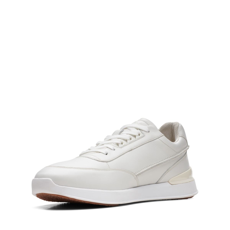 Baskets Clarks RaceLite Dentelle Cuir Blanche Homme|GXR-6957373