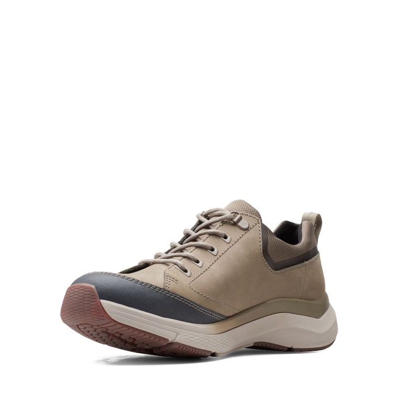 Baskets Clarks Wave 2.0 Vibe Sage Nubuck Vert Olive Homme|DEO-8218097