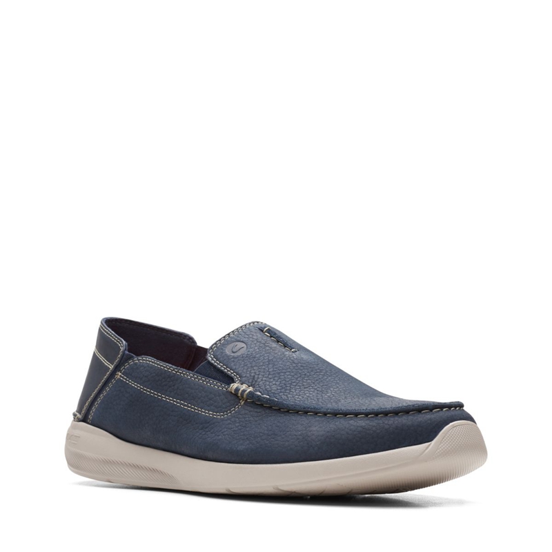 Mocassin Clarks Gorwin Step Nubuck Bleu Marine Homme|MBO-4703174