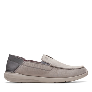 Mocassin Clarks Gorwin Step Nub Grise Clair Homme|EKF-9633540