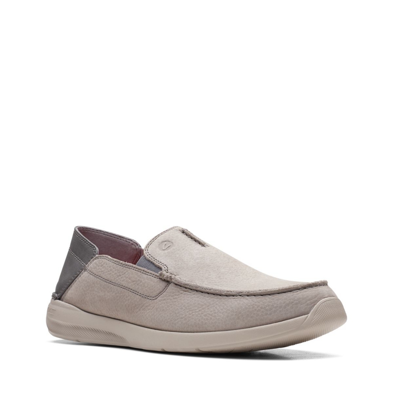 Mocassin Clarks Gorwin Step Nub Grise Clair Homme|EKF-9633540