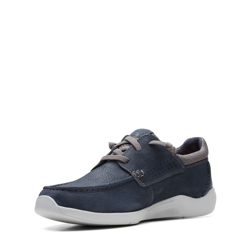 Mocassin Clarks Gorwin Moc Nubuck Bleu Marine Homme|CEC-0297098