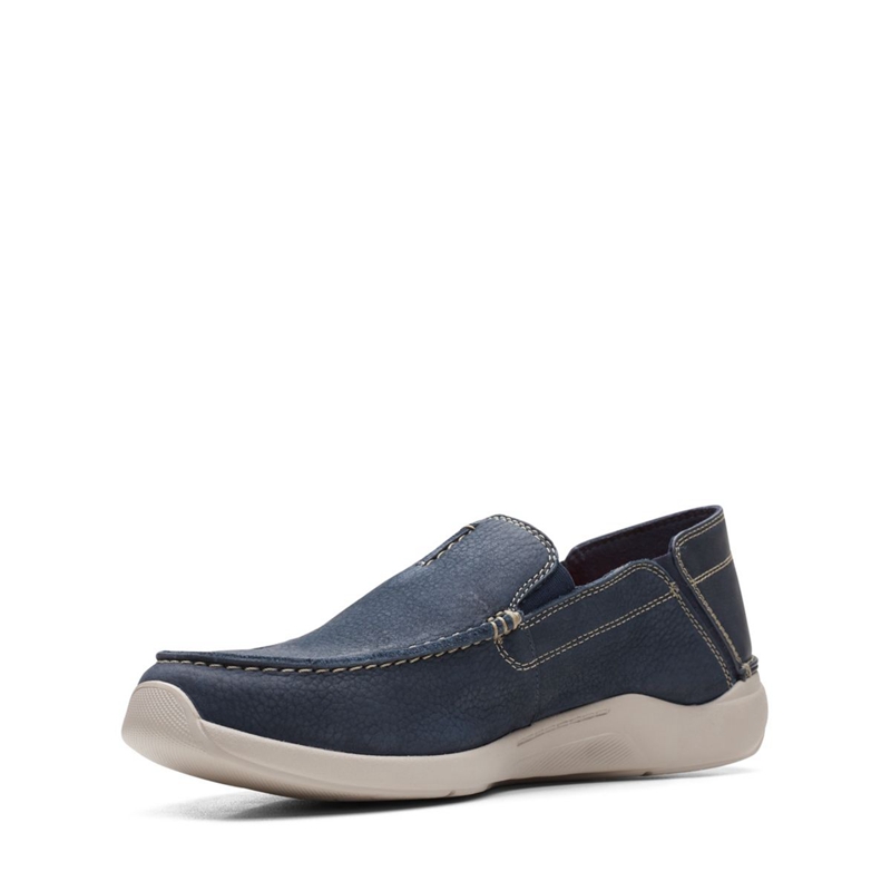 Mocassin Clarks Gorwin Step Nubuck Bleu Marine Homme|MBO-4703174