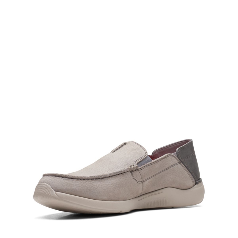 Mocassin Clarks Gorwin Step Nub Grise Clair Homme|EKF-9633540