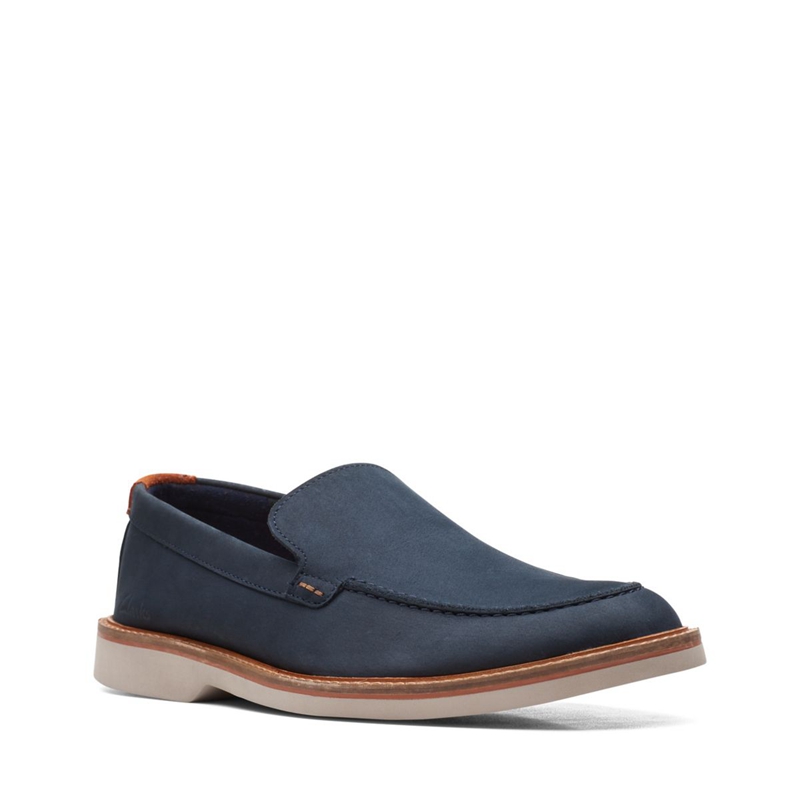 Mocassin Clarks Atticus LT Edge Nubuck Bleu Marine Homme|JZG-5907738