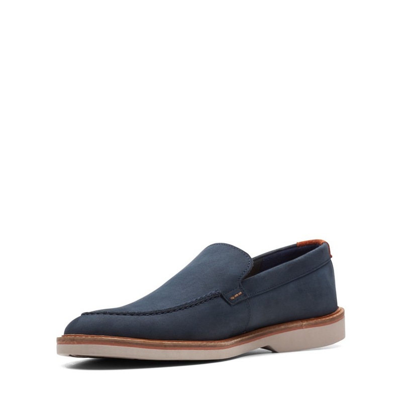 Mocassin Clarks Atticus LT Edge Nubuck Bleu Marine Homme|JZG-5907738