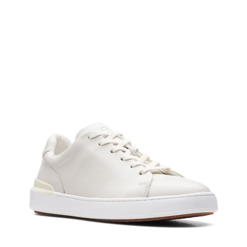 Mocassin Clarks Court Lite Dentelle Cuir Blanche Homme|IWW-5105035