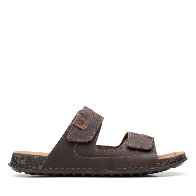 Sandales Clarks Crestview Easy Lea Marron Foncé Homme|DRO-8607829