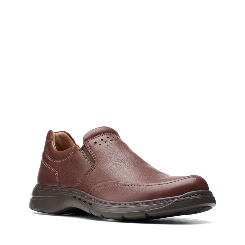 Chaussures Habillées Clarks Un Brawley Step Mahogany Cuir Marron Homme|YKC-1346670