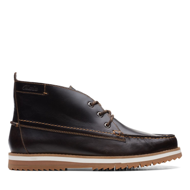 Bottes Chukka Clarks Durston Mid Lea Marron Foncé Homme|NJK-5537748