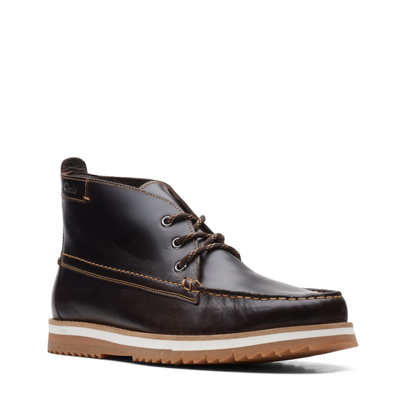 Bottes Chukka Clarks Durston Mid Lea Marron Foncé Homme|NJK-5537748