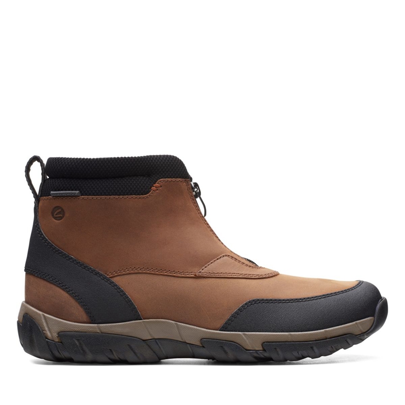 Bottes Chukka Clarks Grove Zip II Lea Marron Foncé Homme|QRY-2827590