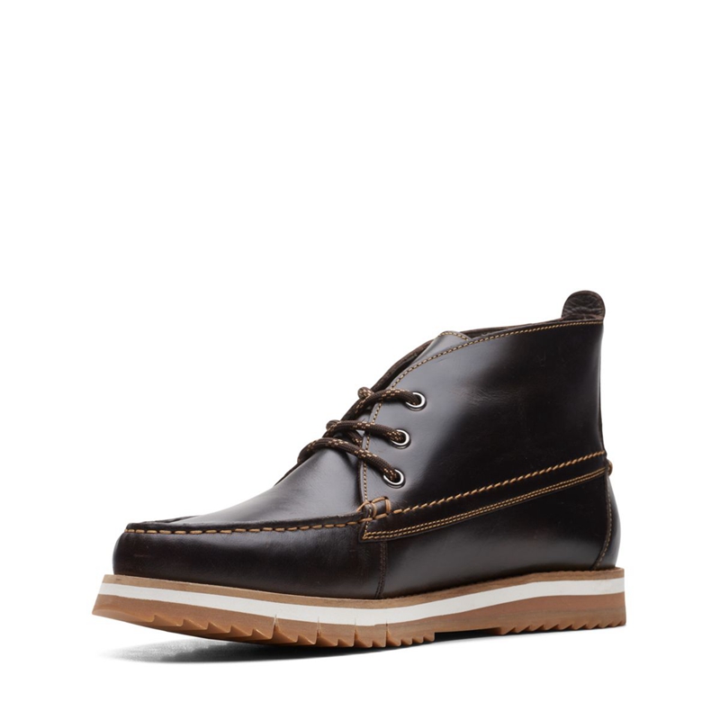 Bottes Chukka Clarks Durston Mid Lea Marron Foncé Homme|NJK-5537748