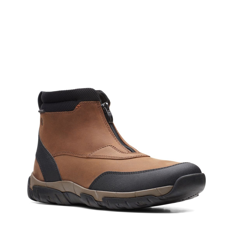 Bottes Chukka Clarks Grove Zip II Lea Marron Foncé Homme|QRY-2827590