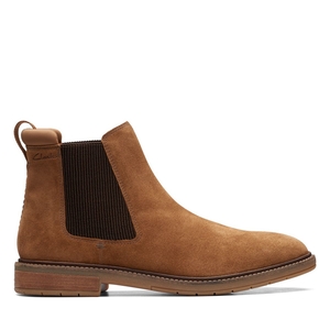 Chelsea Boots Clarks Clarkdale Hall Cognac Daim Marron Homme|INE-0827109