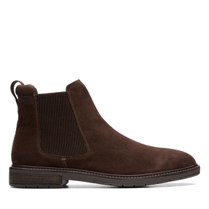 Chelsea Boots Clarks Clarkdale Hall Daim Marron Foncé Homme|JWG-5223636