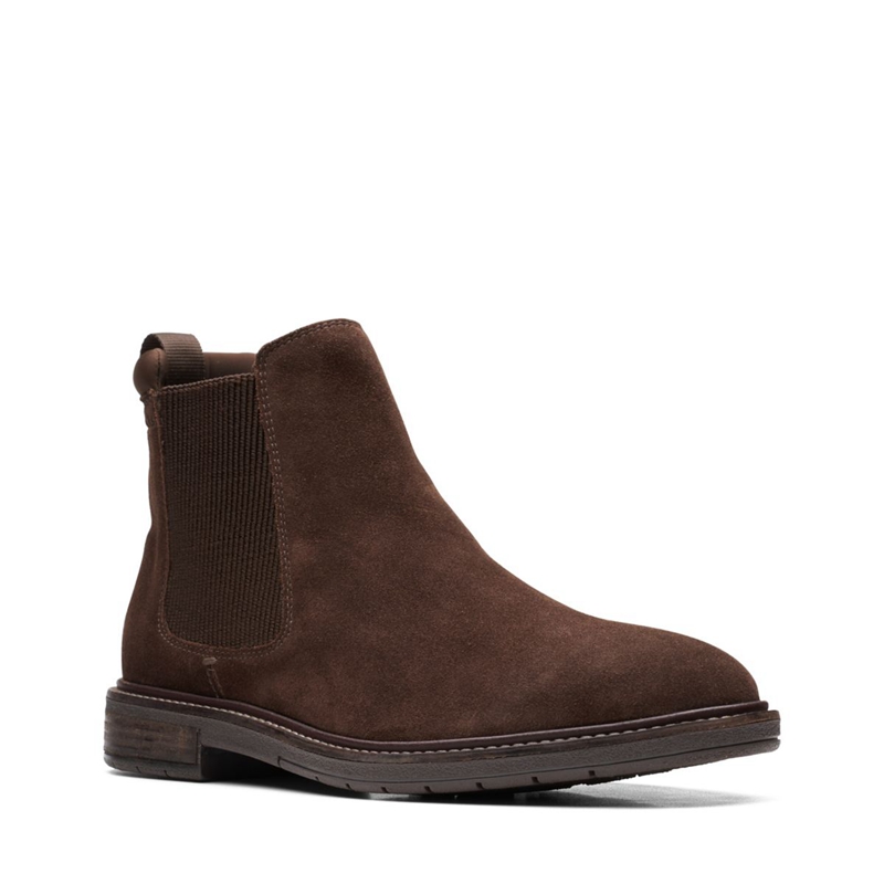 Chelsea Boots Clarks Clarkdale Hall Daim Marron Foncé Homme|JWG-5223636