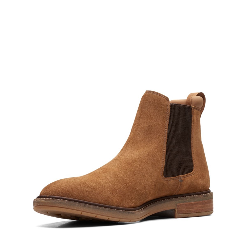 Chelsea Boots Clarks Clarkdale Hall Cognac Daim Marron Homme|INE-0827109